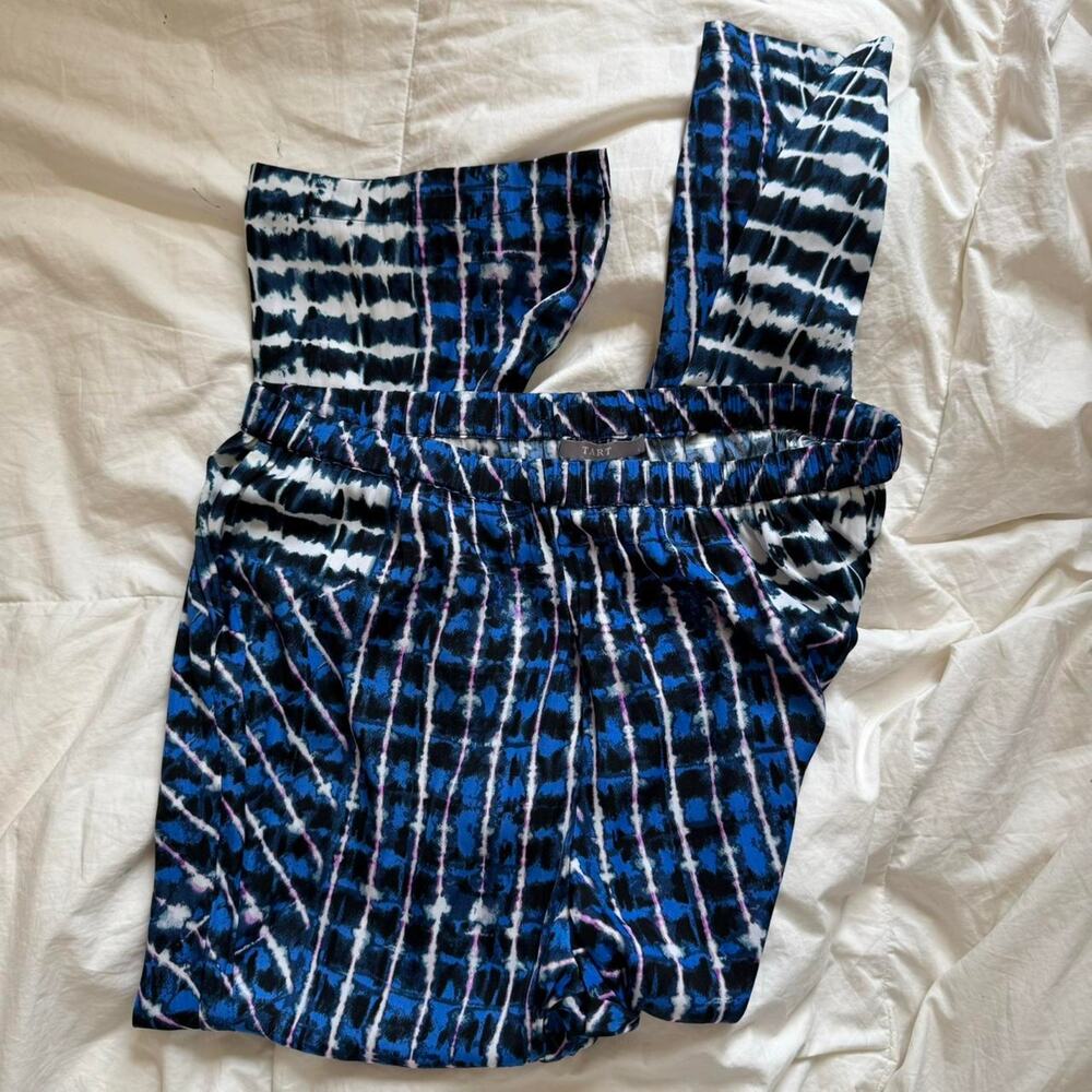 Tart Artsy‎ slouchy funky print cropped pants sz L elastic waist boho hippie